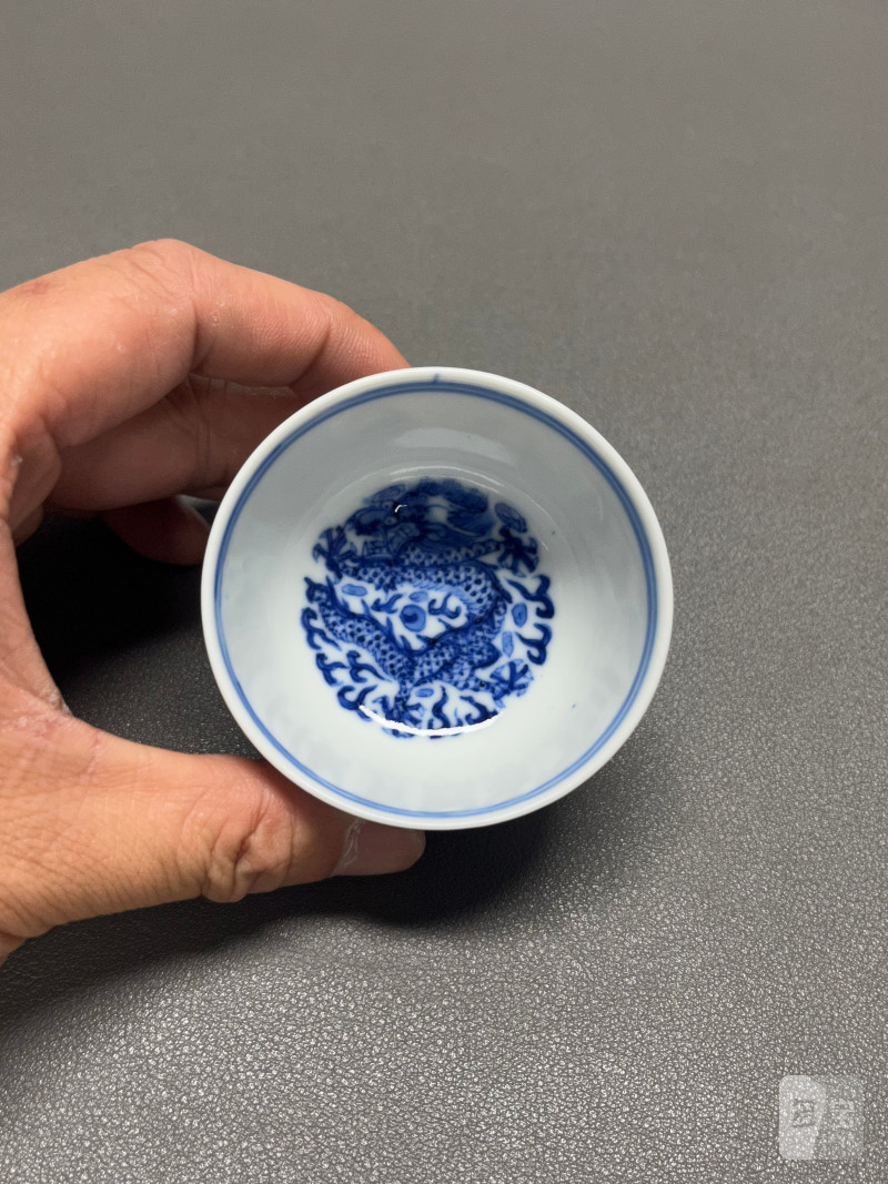 清光绪  青花外四君子内团龙纹茶圆 - 图7